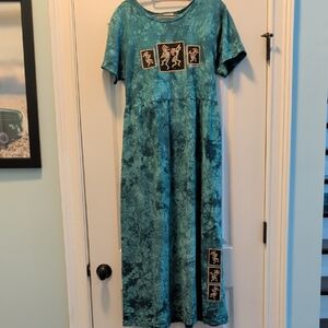 Elegant Teal Graphic Maxi Dress
